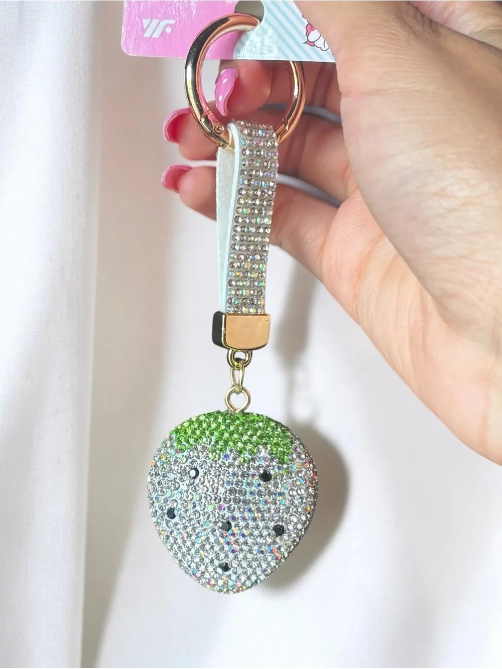 White Strawberry Keychain